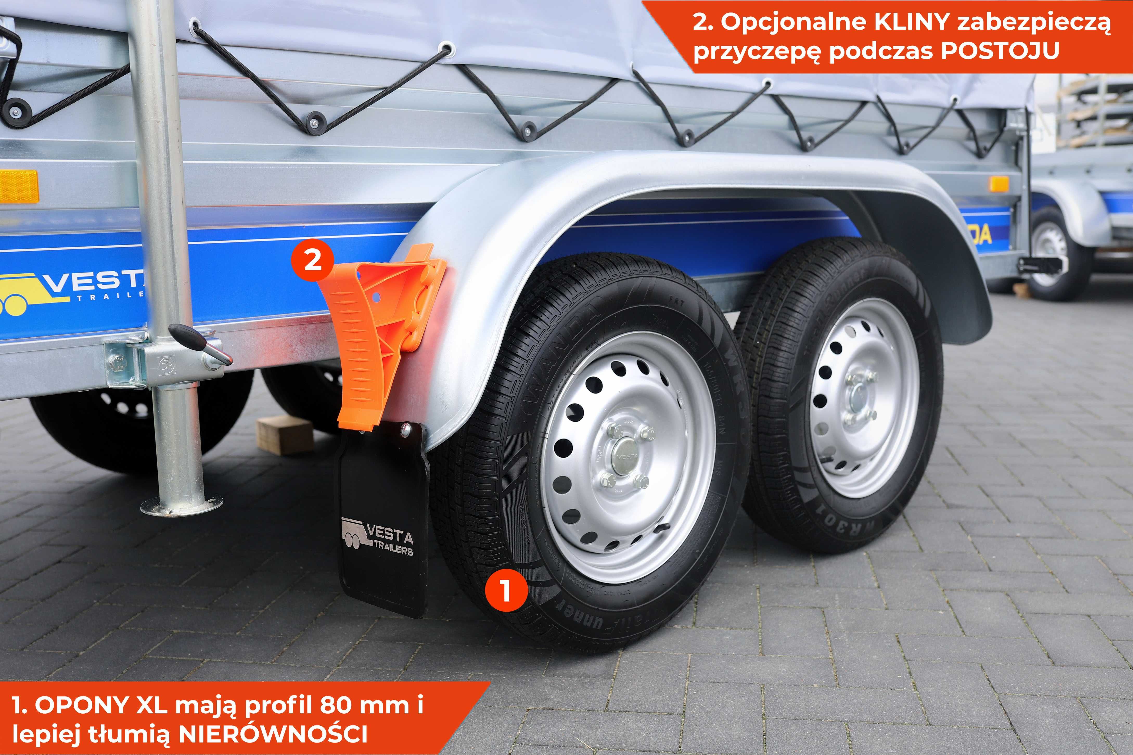 Przyczepka samochodowa z plandeką 252 x 135 Vesta light 25DA tandem