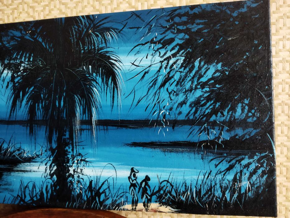 Картина, холст, масло, Африка, подпись.