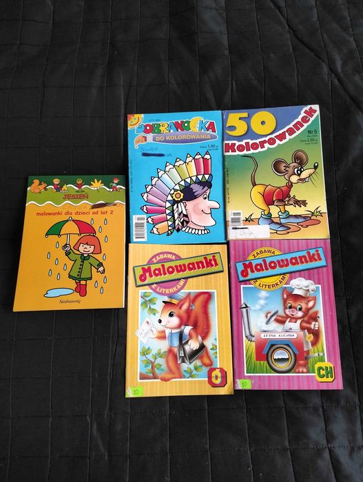 Kolorowanki, malowanki dla dzieci, 5 sztuk