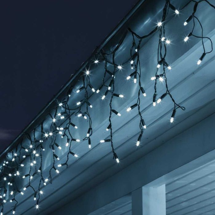 Sople Kurtyna Lampki Zewnętrzne 24m 500 LED 300 14m Białe Zimne Grube