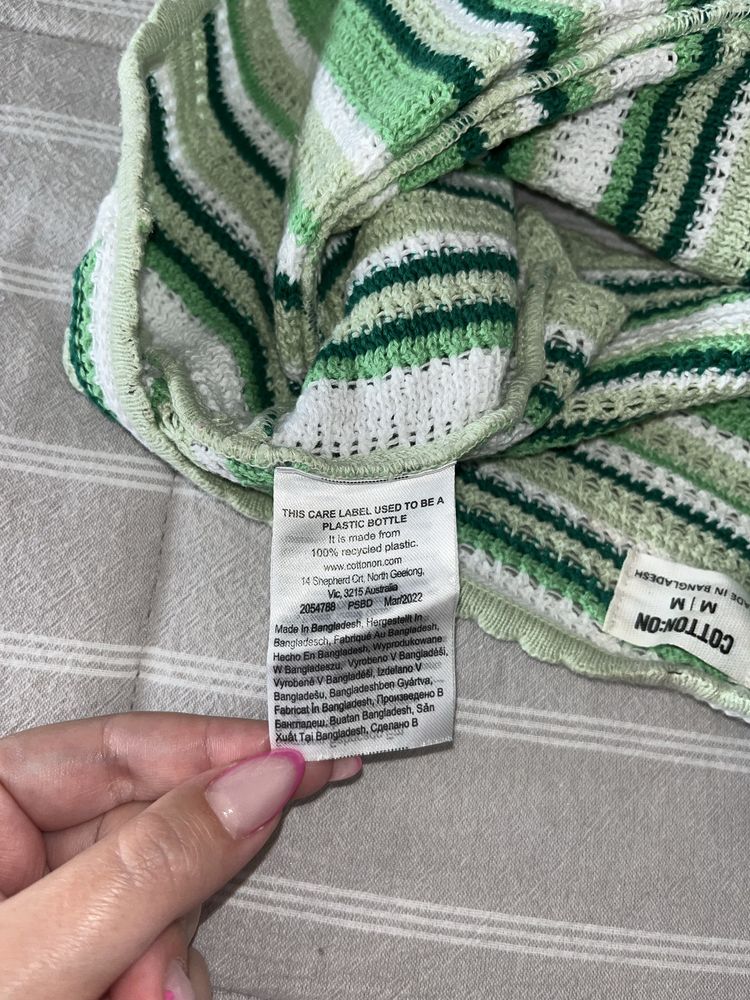Top de Croché às Riscas | Verde & Branco | Estilo Boho