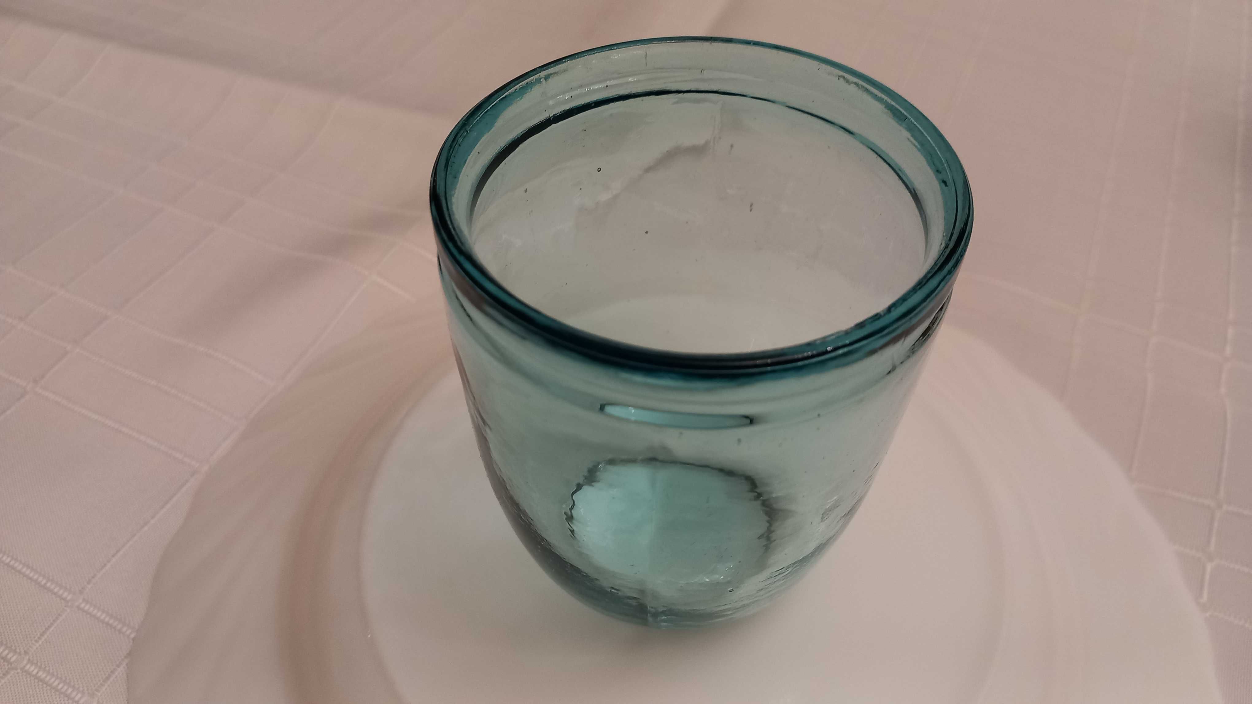 Musztardówka niebieska unikat niebieskie szkło szklanka PRL