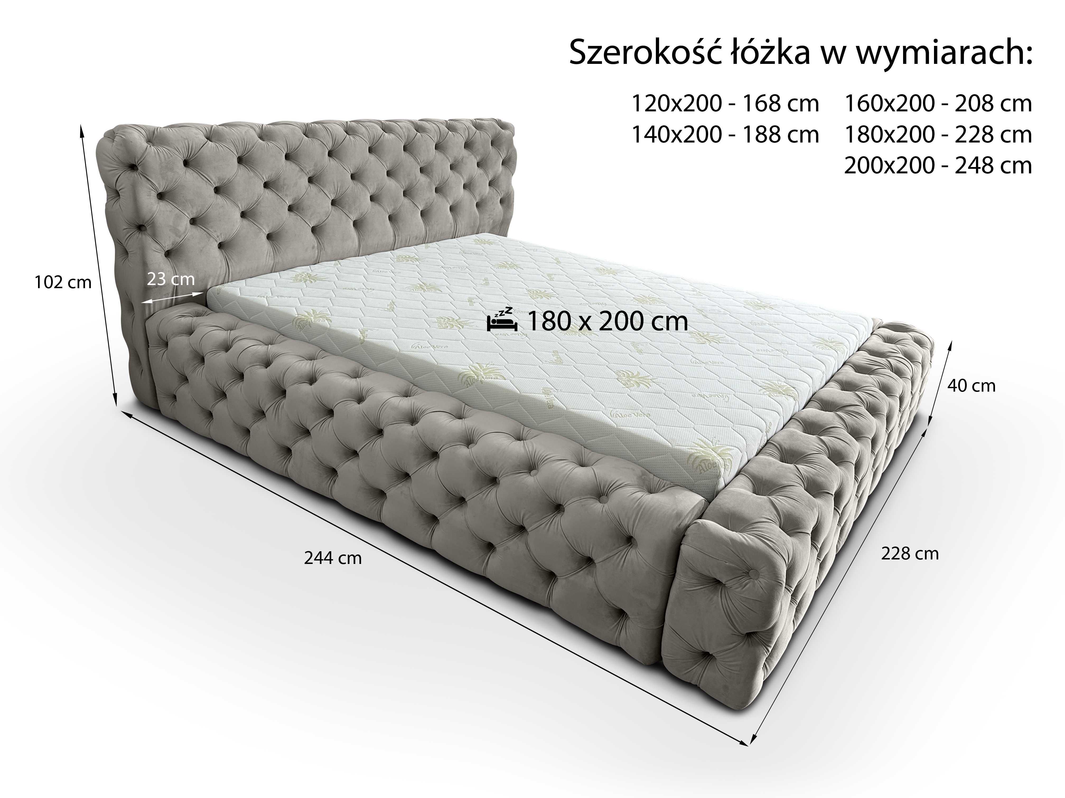 Łóżko sypialniane / tapicerowane / CHESTERFIELD LUX / PIKOWANE !!!