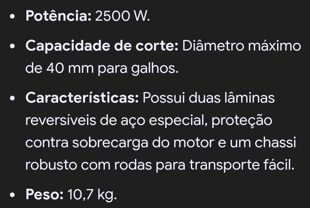 Triturador elétrico de jardim