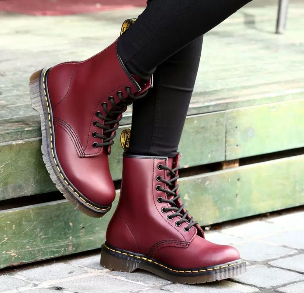 Glany traperki buty unisex jak martensy workery botki czerwone