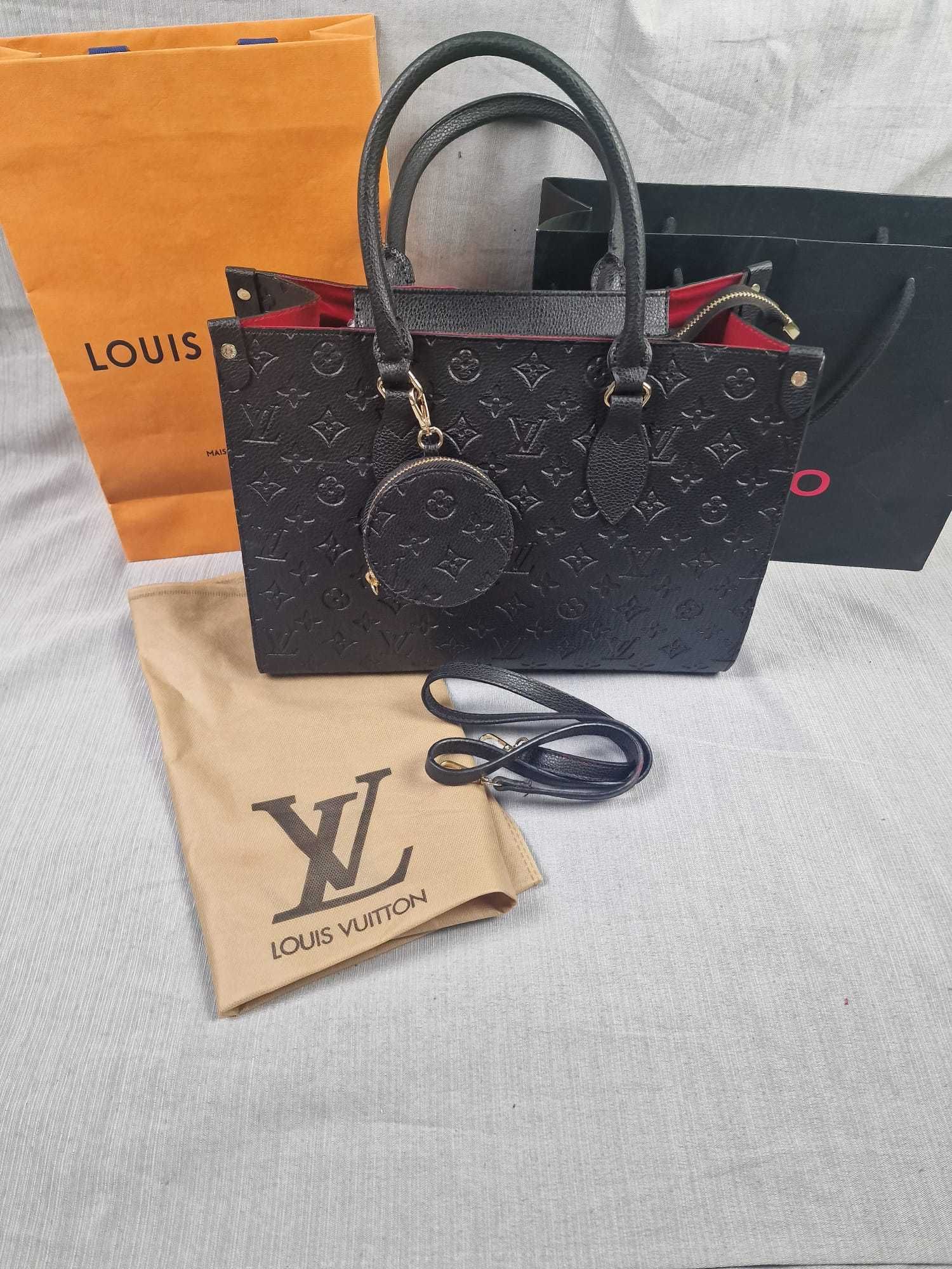 Torebka damska LV Louis Vuitton wytłaczana czarna portmonetka