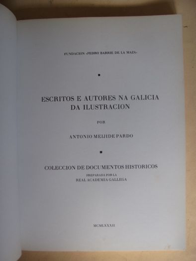 Escritos e autores na Galicia da Ilustracion de Antonio Meijide Pardo