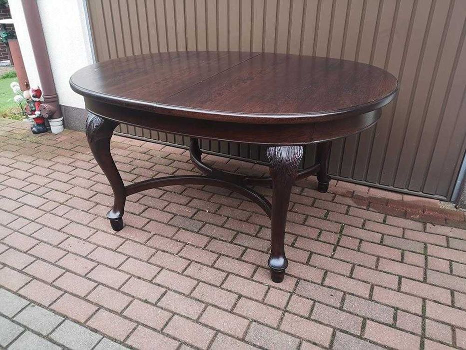 Stół Owalny Dębowy Duży Antyk Stary Rozkładany Po Renowacji.