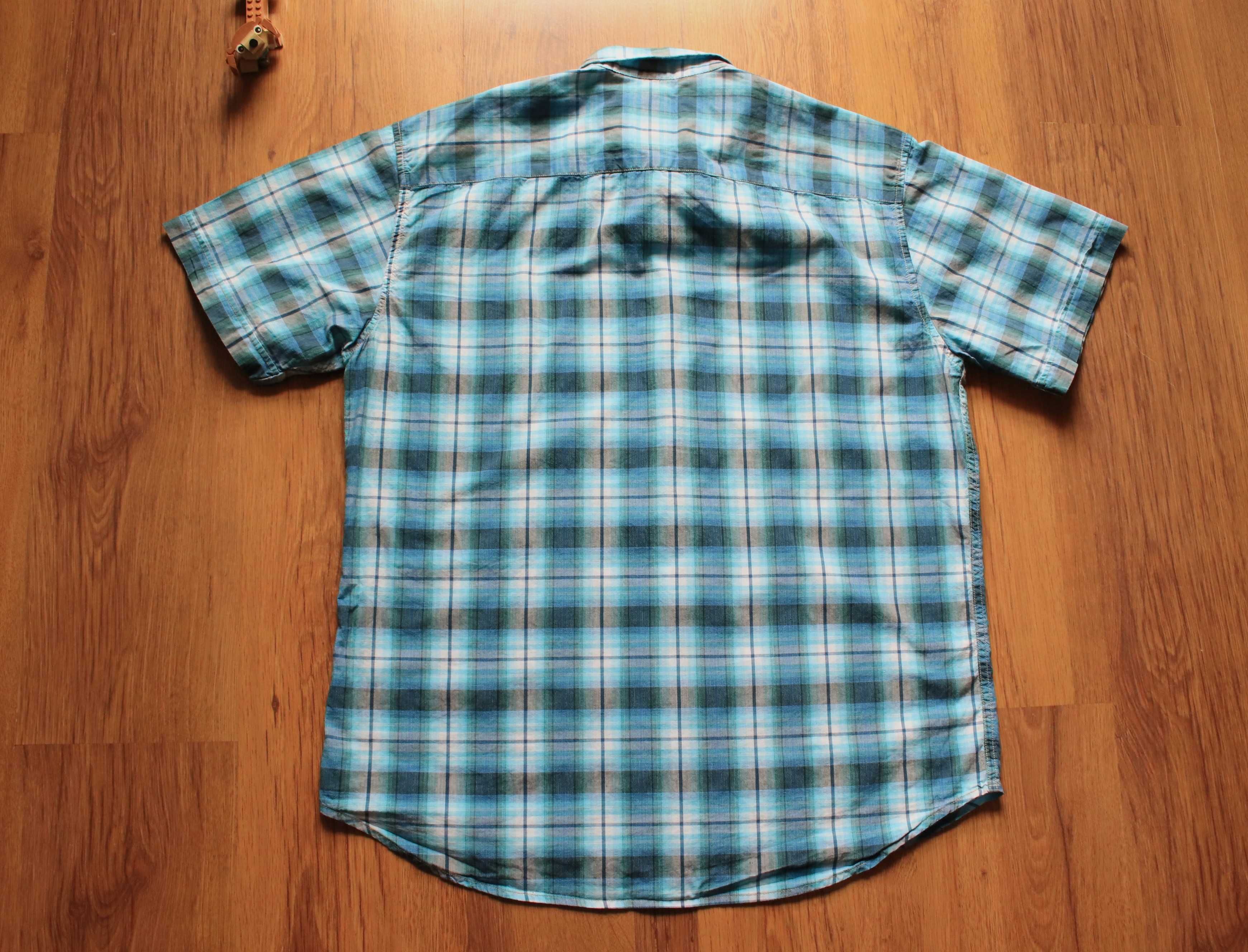 Koszula Tom Tailor r. L/XL niebieska w kratkę kr. rękaw męska bawełna