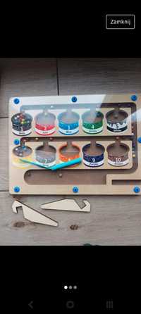 Gra drewniany labirynt nauka liczenia i kolorow magnes Montessori
