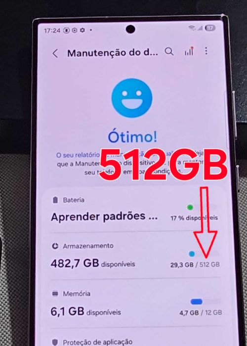 Samsung S23 Ultra com 12/512GB de armazenamento. Excelente estado.