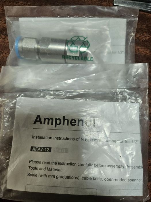 ВЧ розєм N-типу male для кабелю 1/2" Amphenol AFA7-12