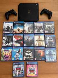 Playstation 4 Slim 1TB Final Fantasy XV com 2 comandos + vários jogos