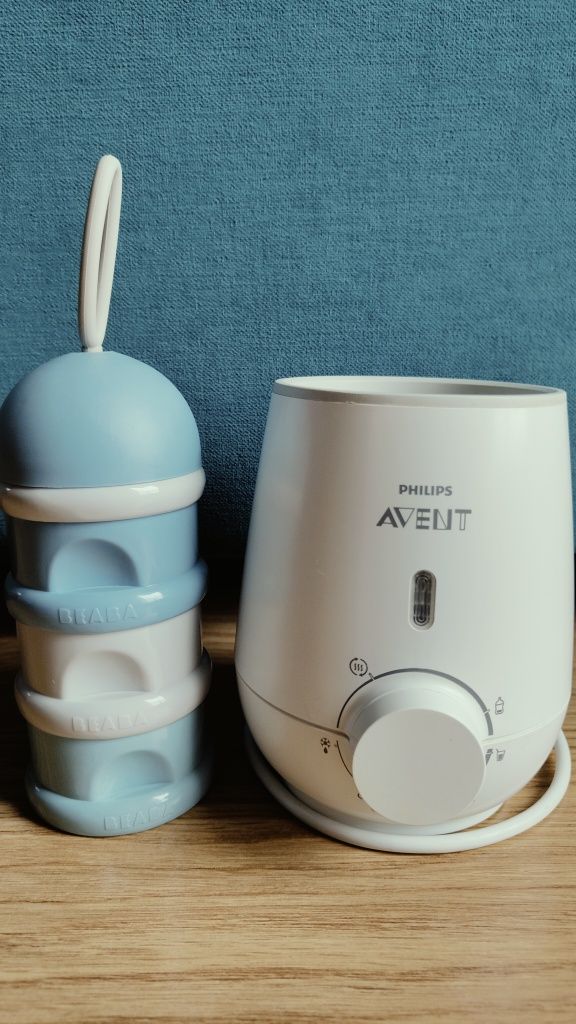 Podgrzewacz Avent do butelek + pojemnik na mleko w proszku