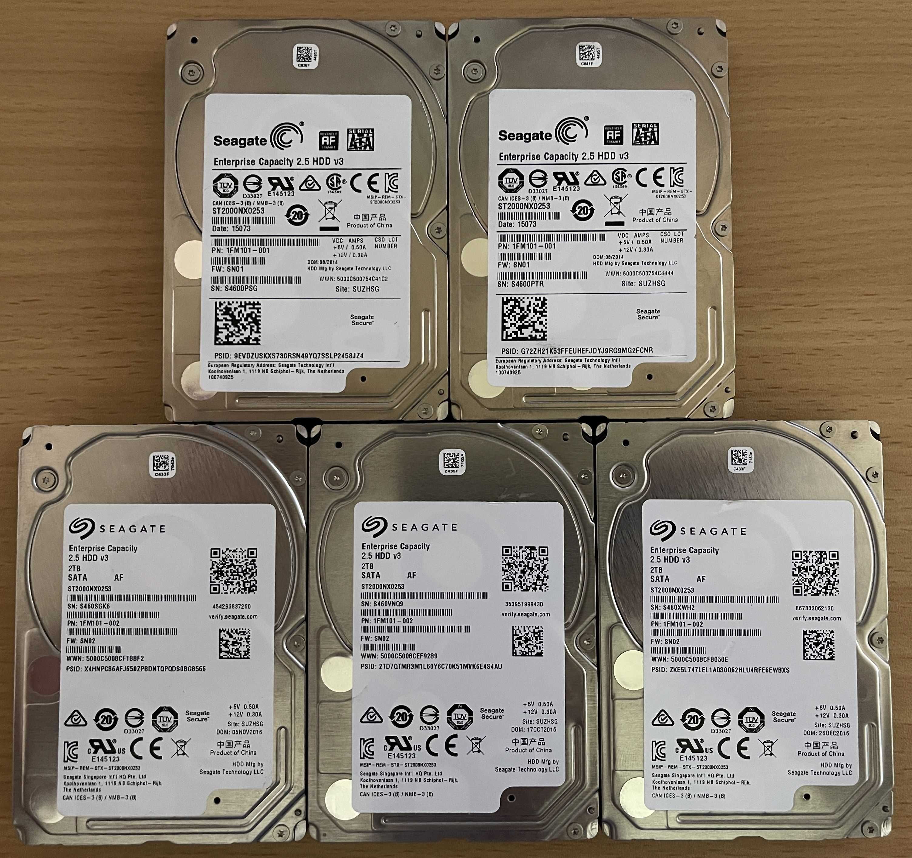 5x Dyski twarde HDD 2TB Seagate Enterprise Capacity ST2000NX0253 2,5"