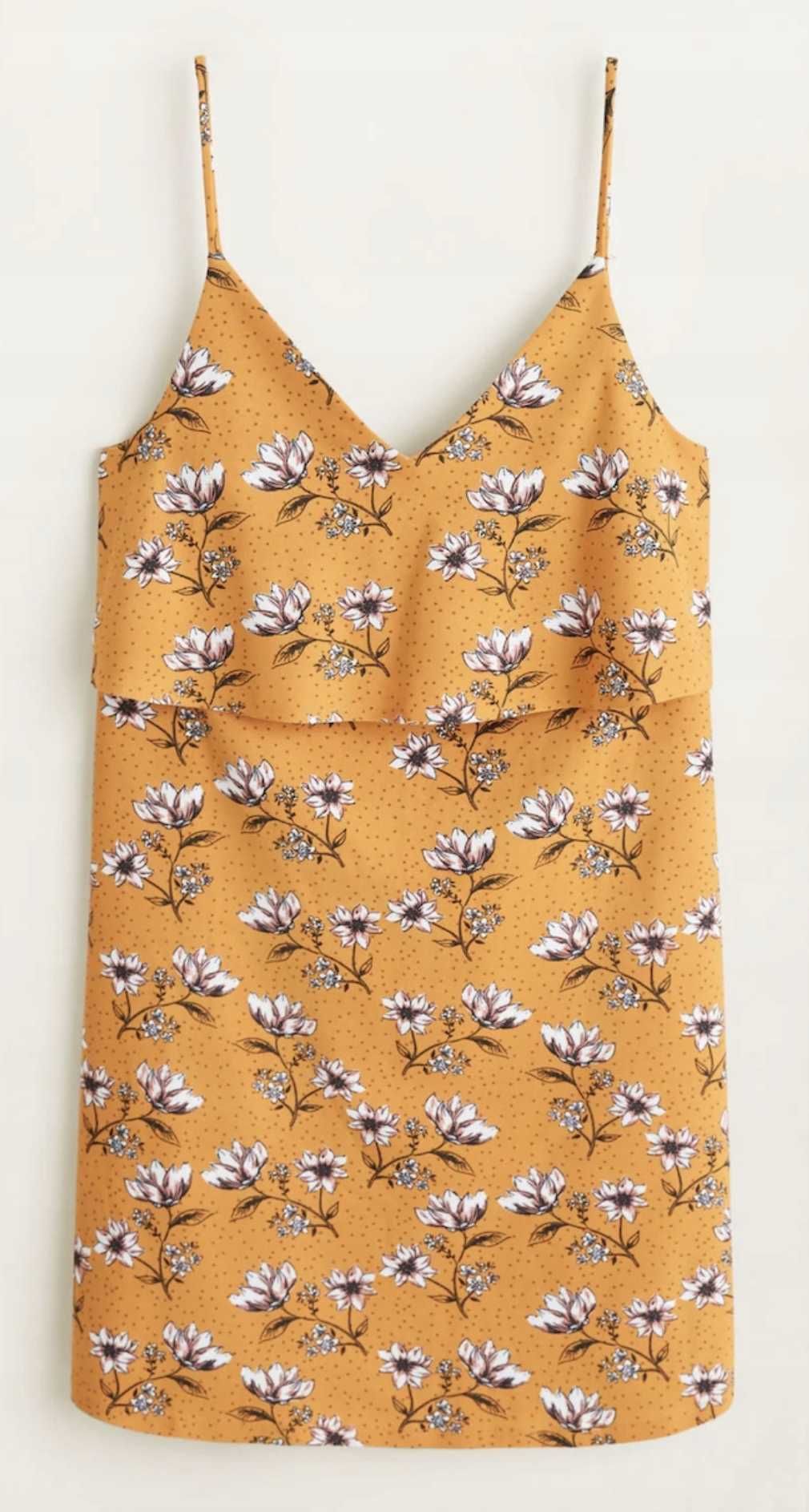 Mango nowa sukienka na ramiączkach w kolorze ochry XL