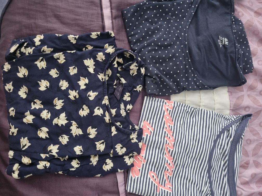 Ubrania ciążowe paczka spodnie legginsy tshirty tunika r S r 36 H&M