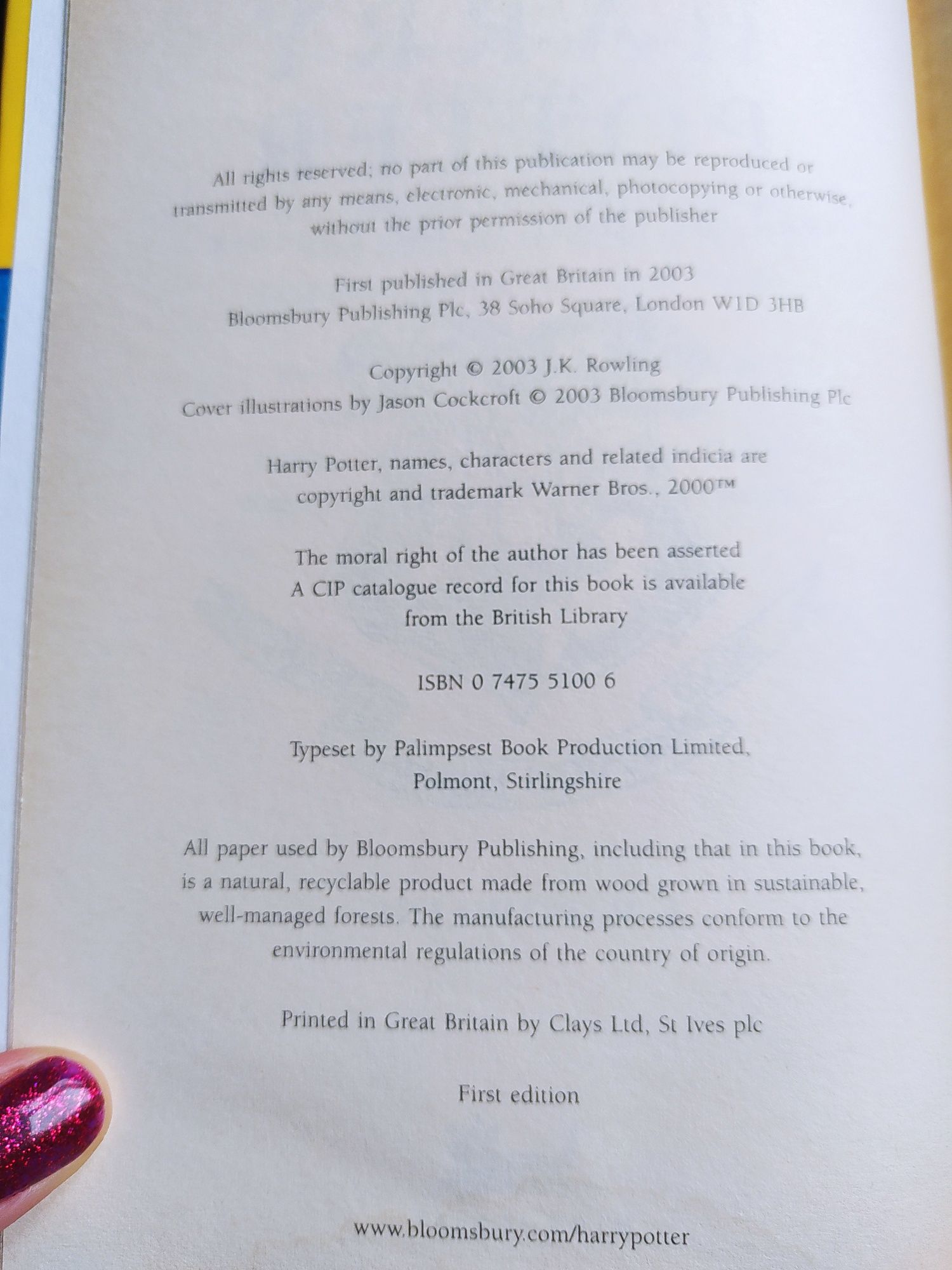 First Edition. Harry Potter and the Order of the Phoenix