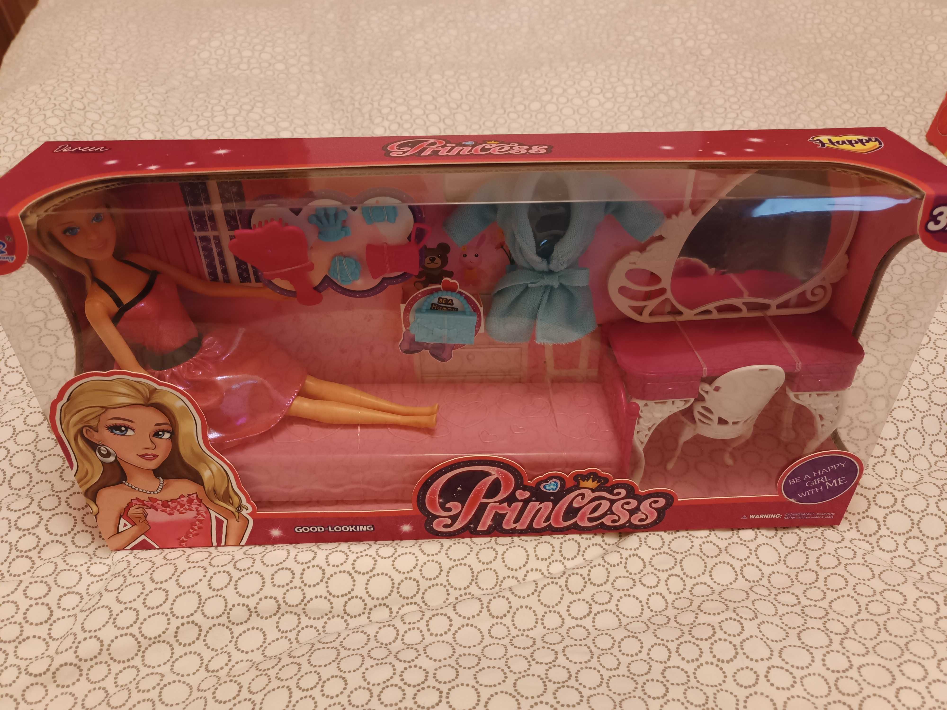 Lalka Princess, zestaw z łóżkiem oraz toaletką