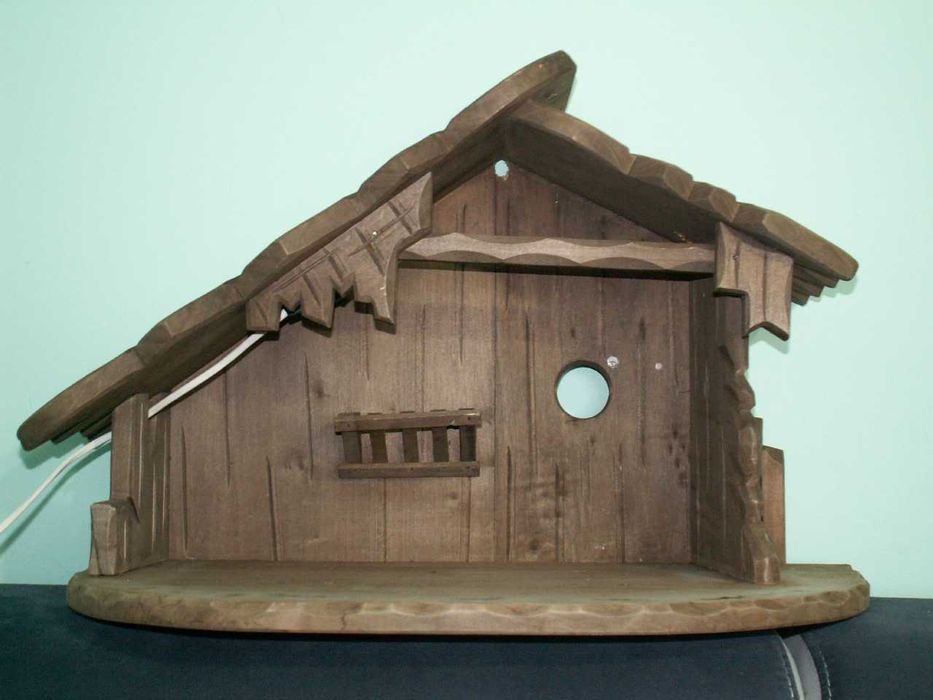 Drewno Rzeźbiona - Szopa - Szopka - Stajenka z oświetleniem bez figur