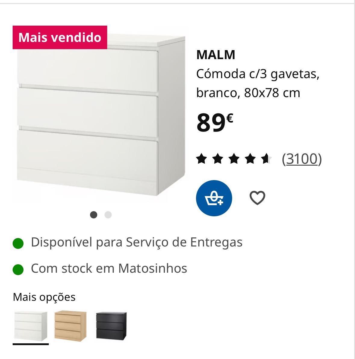 Cômoda com 3 gavetas - pouco uso