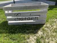 Kufer skrzynia drewno drewniana duża ogrod - napis Garden