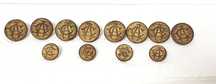 Conjunto de 12 antigos botões dourados franceses T. W. & W. Paris