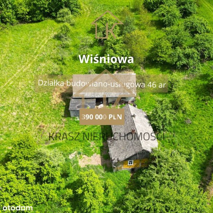 Działka budowlano inwestycyjna z domem w Wiśniowej