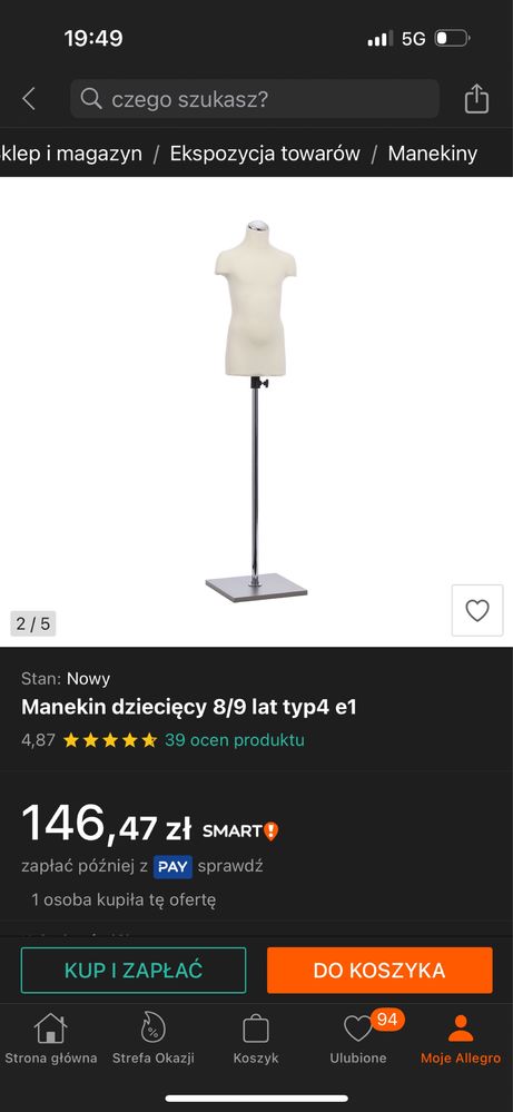 Manekiny dziecko r 8-9l i 140-152cm
