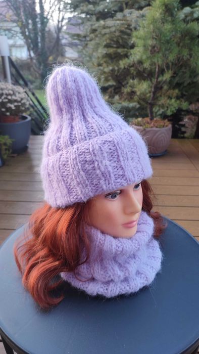 Komplet z delikatnej alpaki i merino handmade