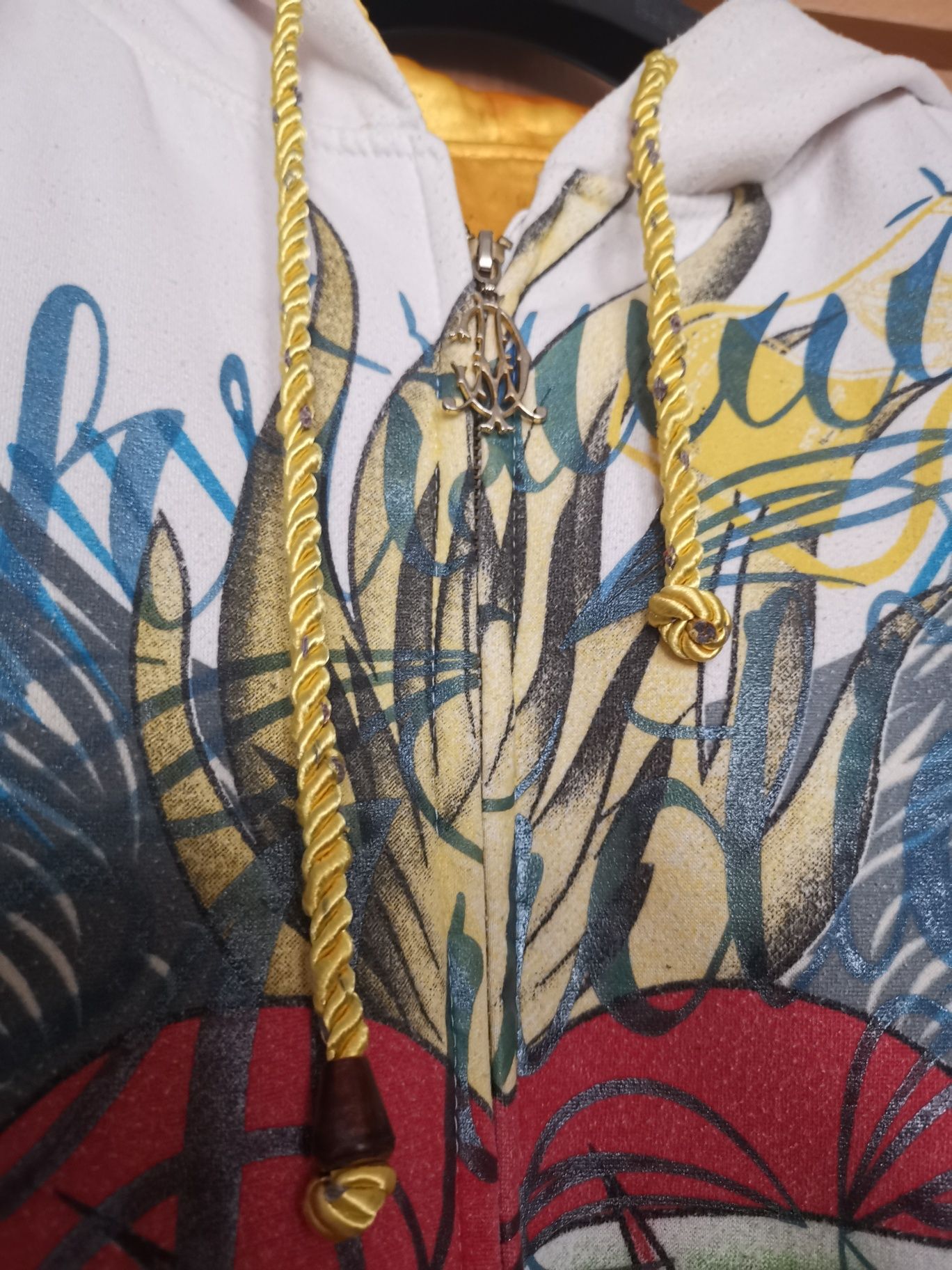 Biała bluza z kapturem Christian Audigier ED HARDY xl serce skrzydła