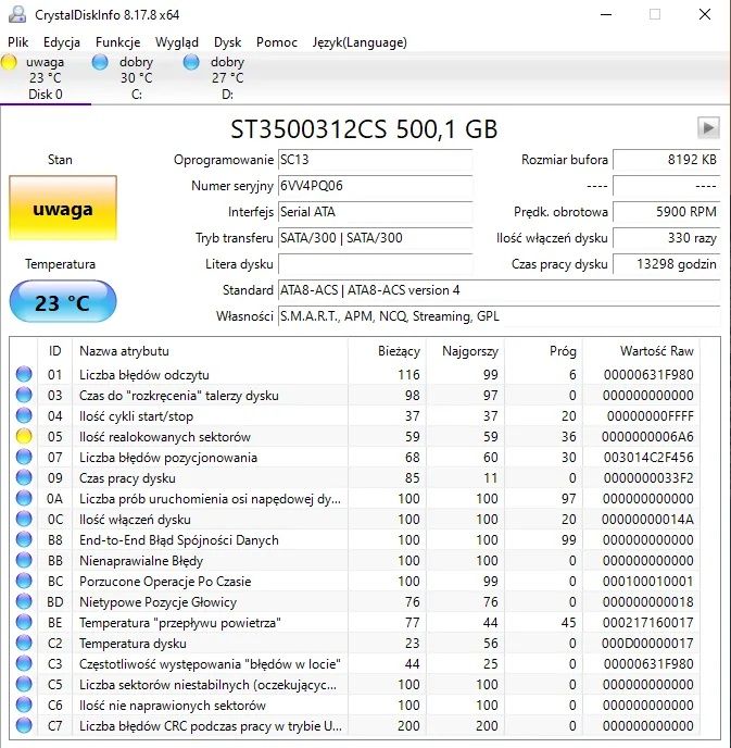 5 dysków 500gb pipeline hd 2 500gb, łącznie 2.5 tb