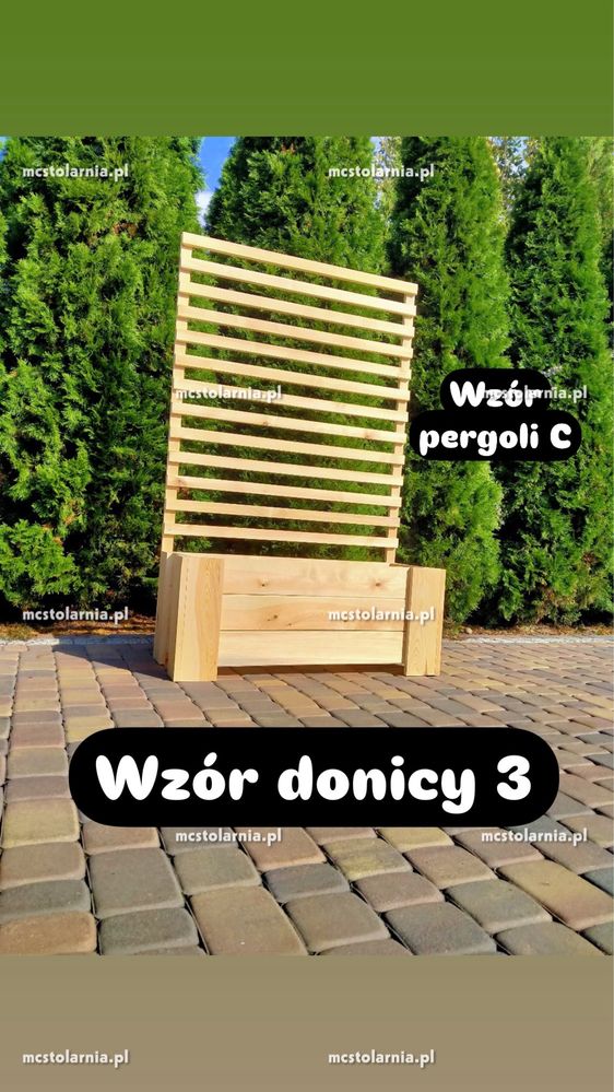 Donica z pergolą kwietnik zielnik  żaluzja pergola płot ogrodzenie