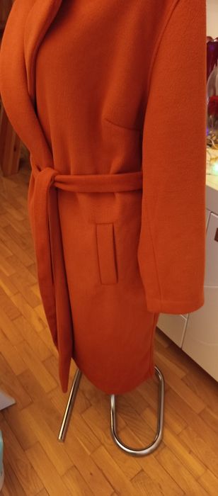 Piękny płaszcz rudy ciepły i lekki oversize 52/54