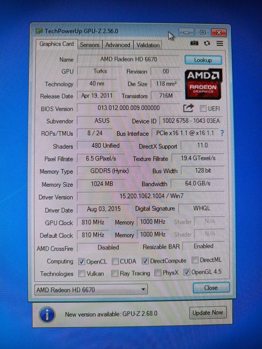 Видеокарта ASUS HD6670 1GB GDDR5