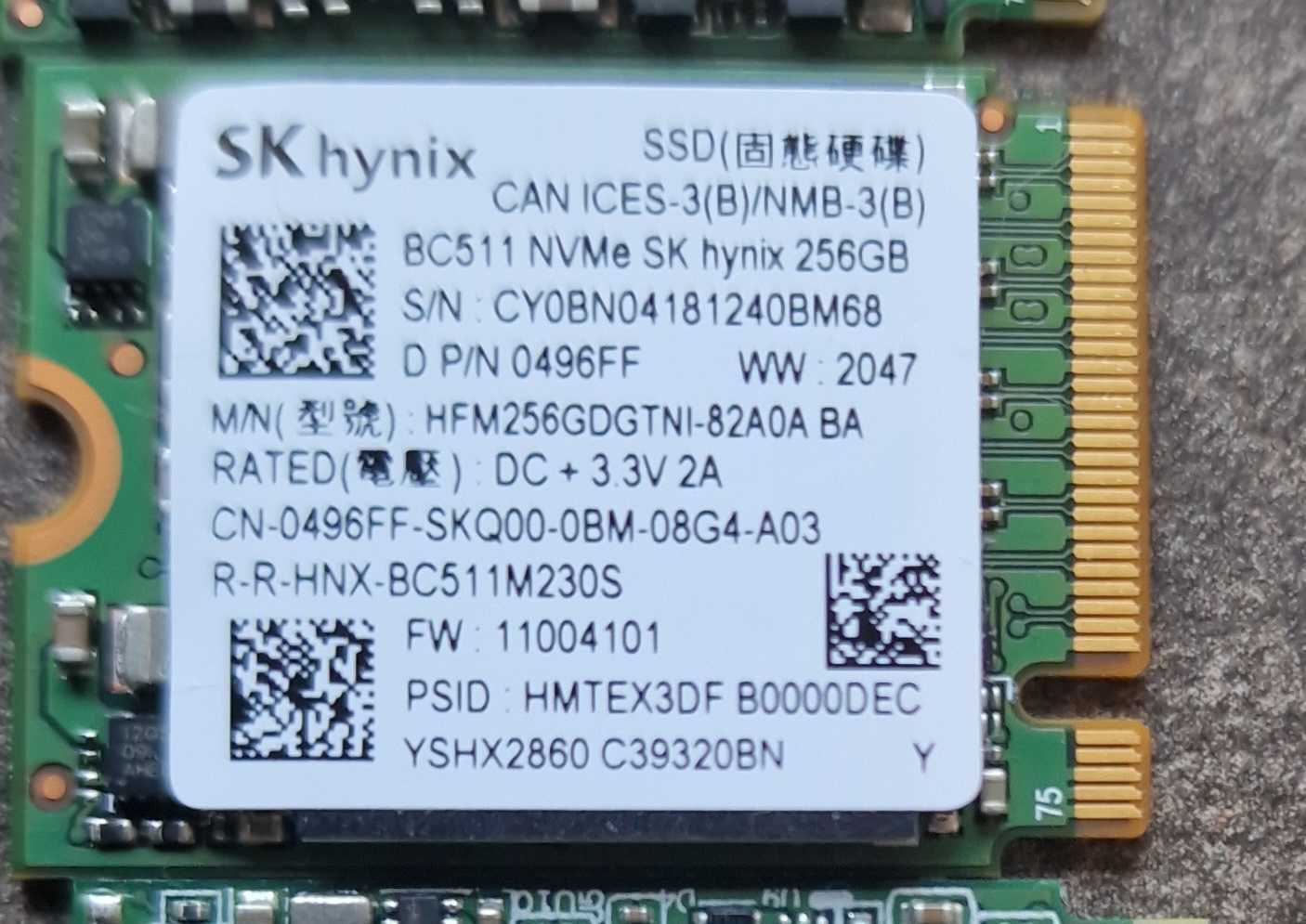Dyski NVMEE 256 GB - demontaż