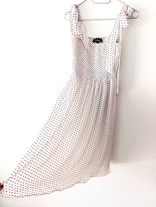 Sukienka damska, elegancka, zwiewna, biała, XS, 34, L, 40, Lulus