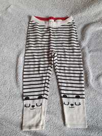 Getry/legginsy sweterkowe, paski, panda, H&M, r.92