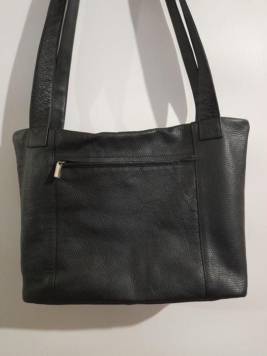 Чорна шкіряна сумка-тоут hand made Greenland