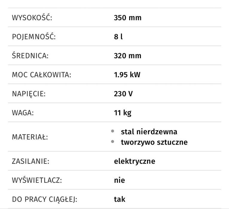 Urządzenie do gotowania ryżu, ryżowar 8L Bartscher A150513