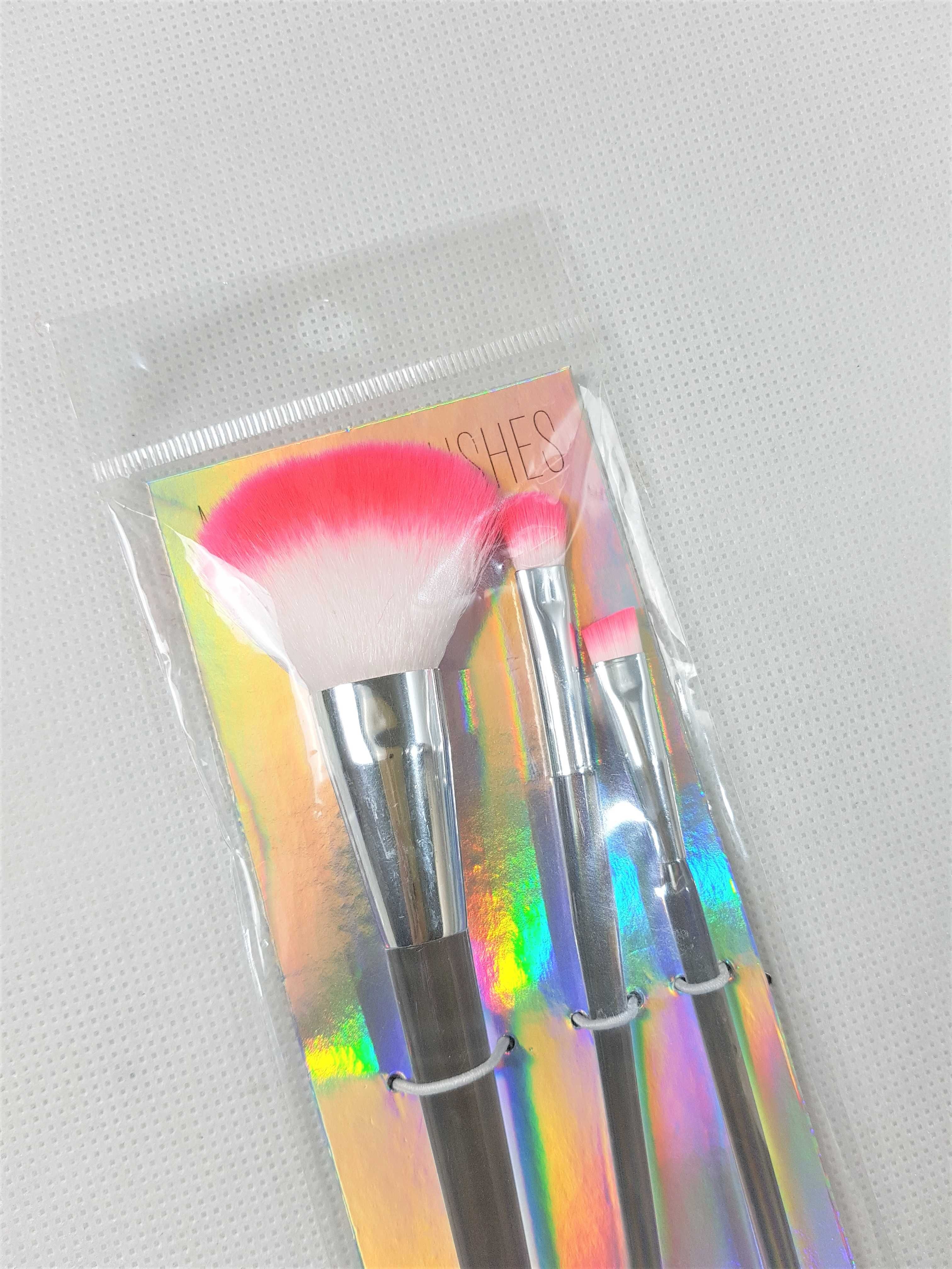 zestaw pędzli do makijażu h&m różowy pink makeup brush set hologram