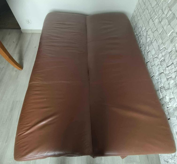 Kanapa skórzana brązowa