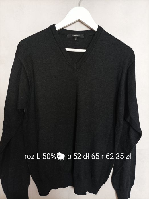 Sweter wełniany męski L