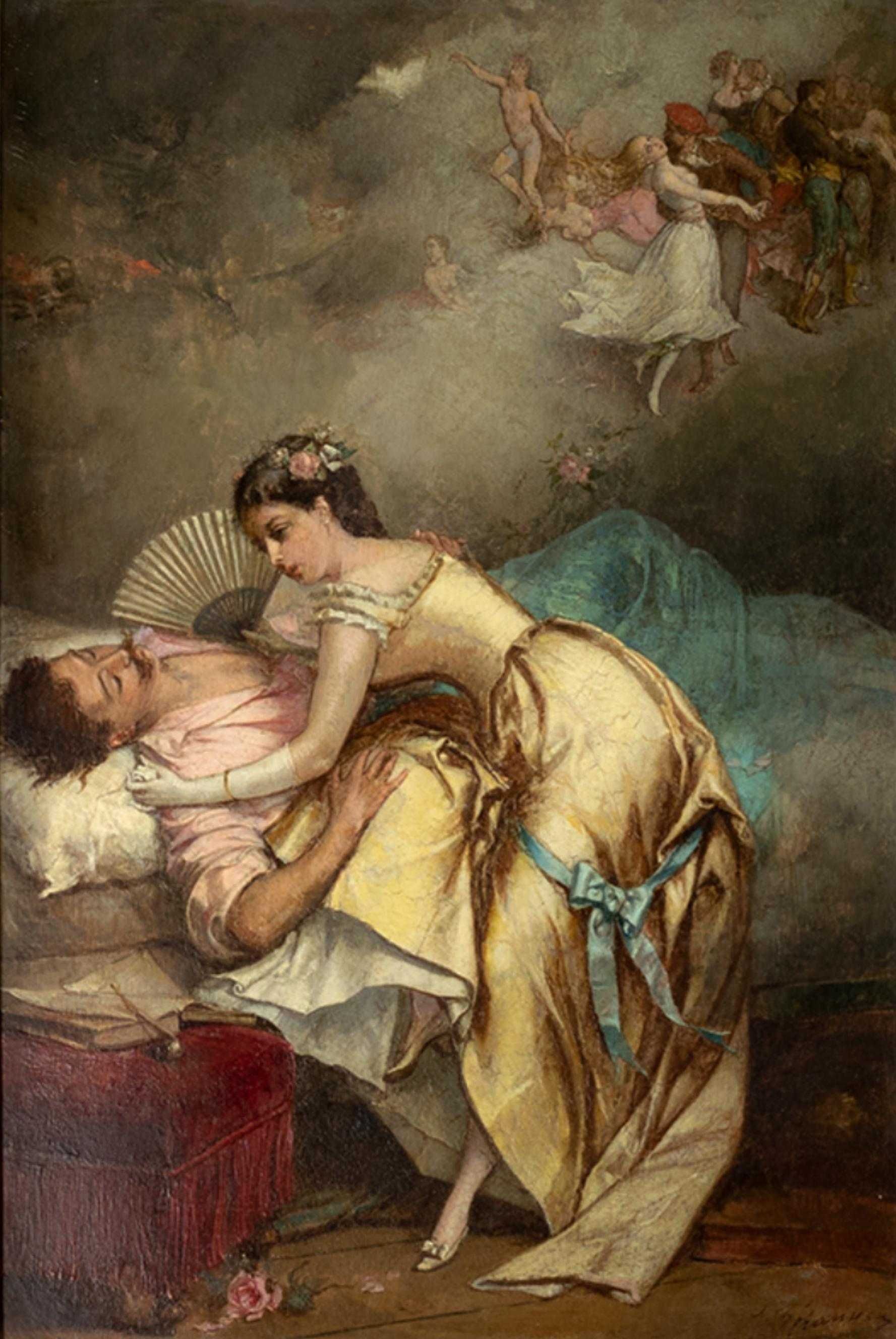 Pintura cena galante Emile Beranger Romantismo | século XIX