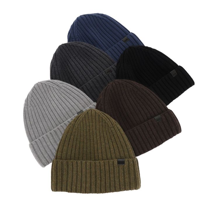 Czapka zimowa męska, ciemnoszara, 100% wełniana merino Nathan