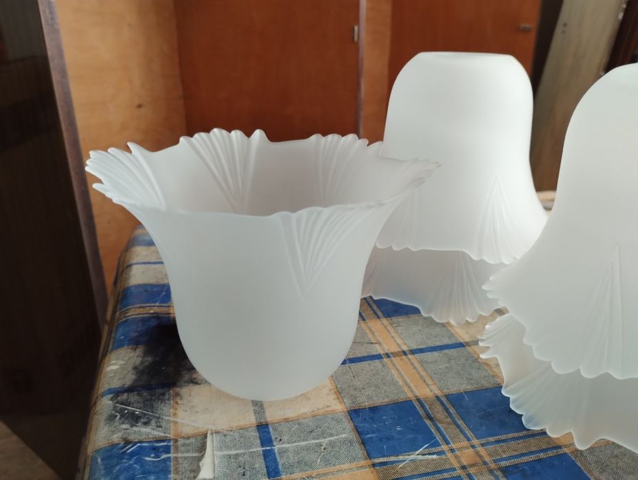 Klosze do  lampy białe prl, vintage  5 szt