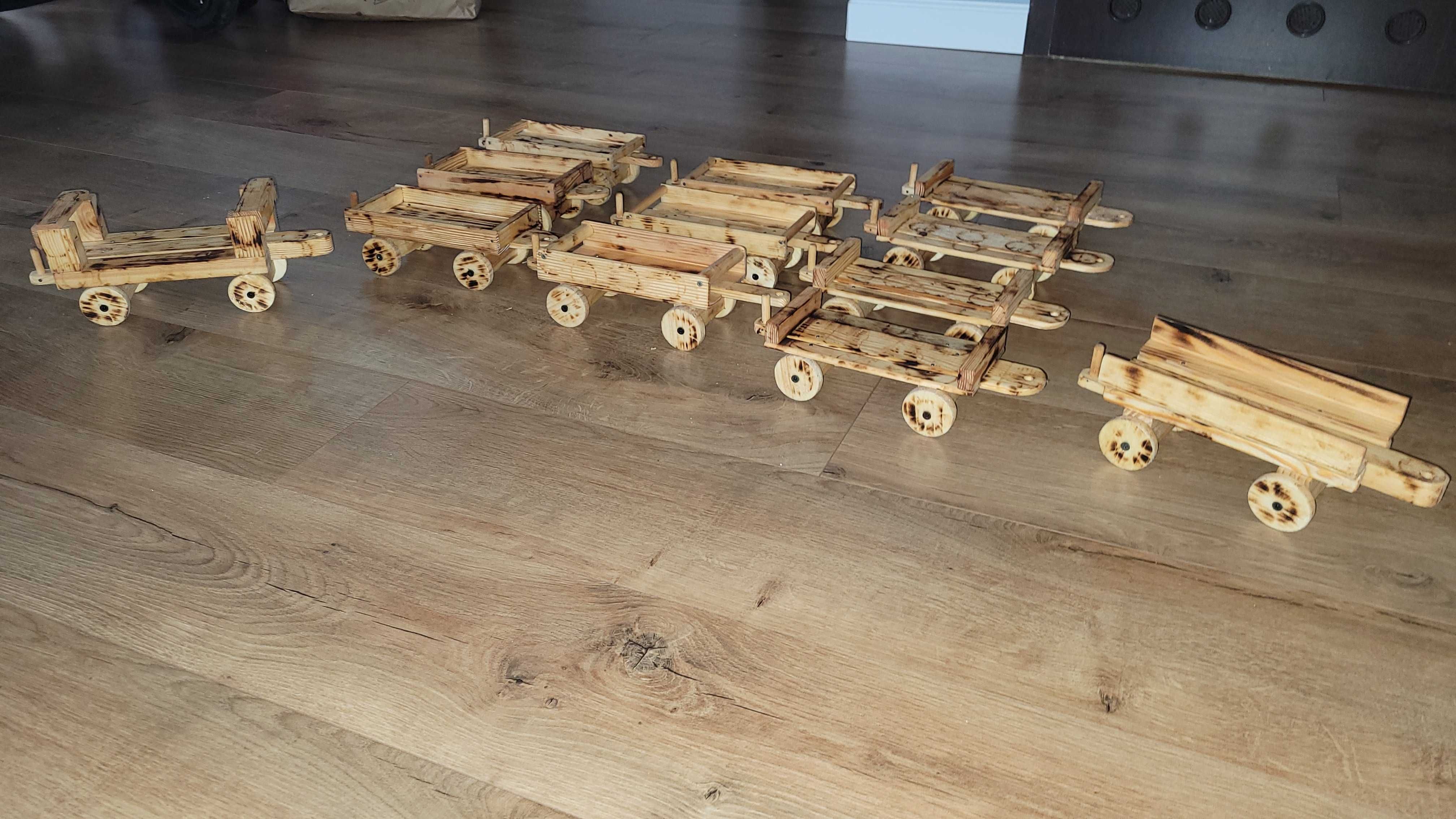 Drewniany traktor pojazd zabawka drewniana z drewna eko rękodzieło