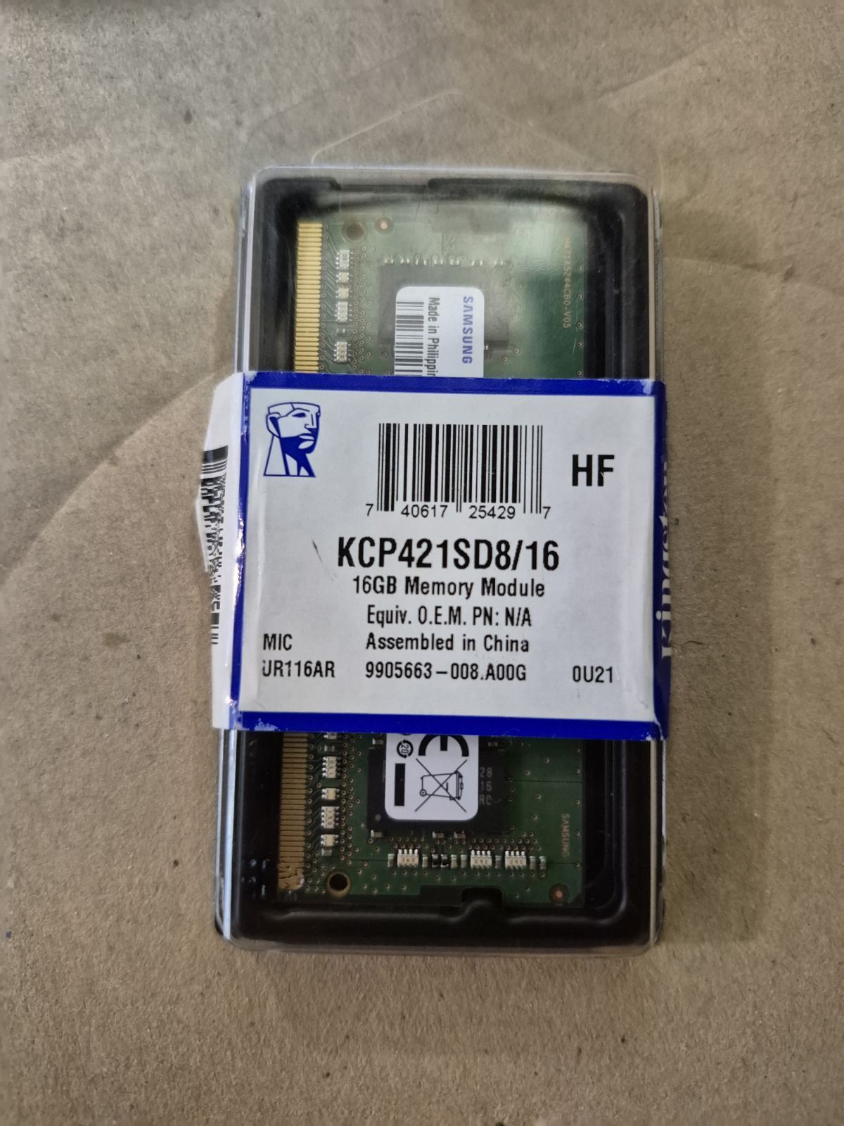 Память nvidia kingston 16gb ddr4 2133mhz so-dimm kcp421sd8/16