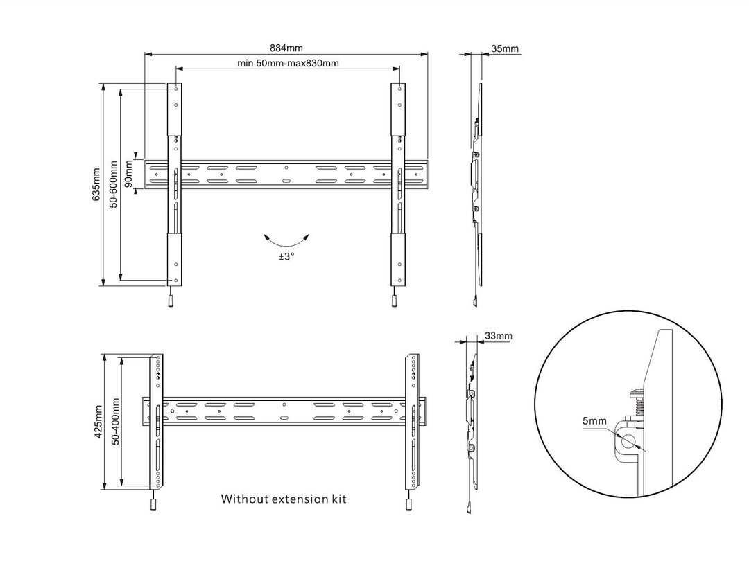 Uchwyt ścienny na TV do 90" lub 75kg MUniversal Wallmount Fixed XLarge