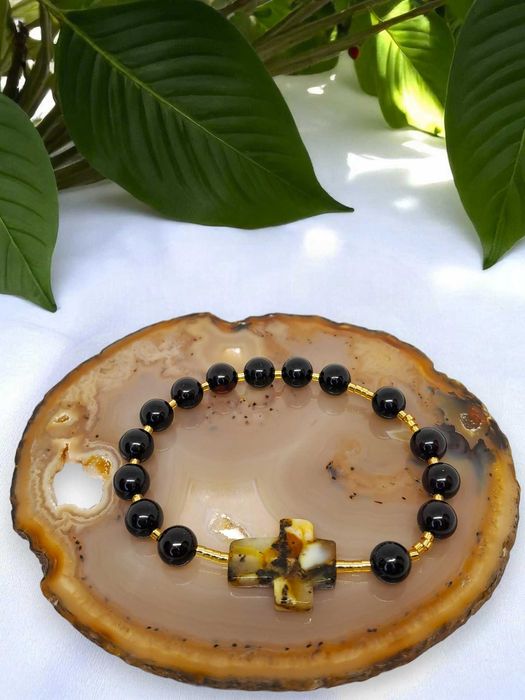 Bransoletka dziesiątka różańca z bursztynu, BURSZTYN bałtycki #1291